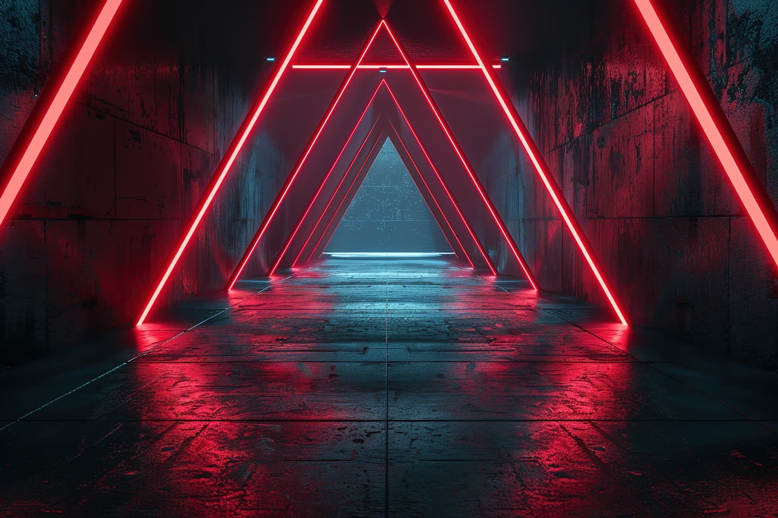 Futuristic corridor with red neon