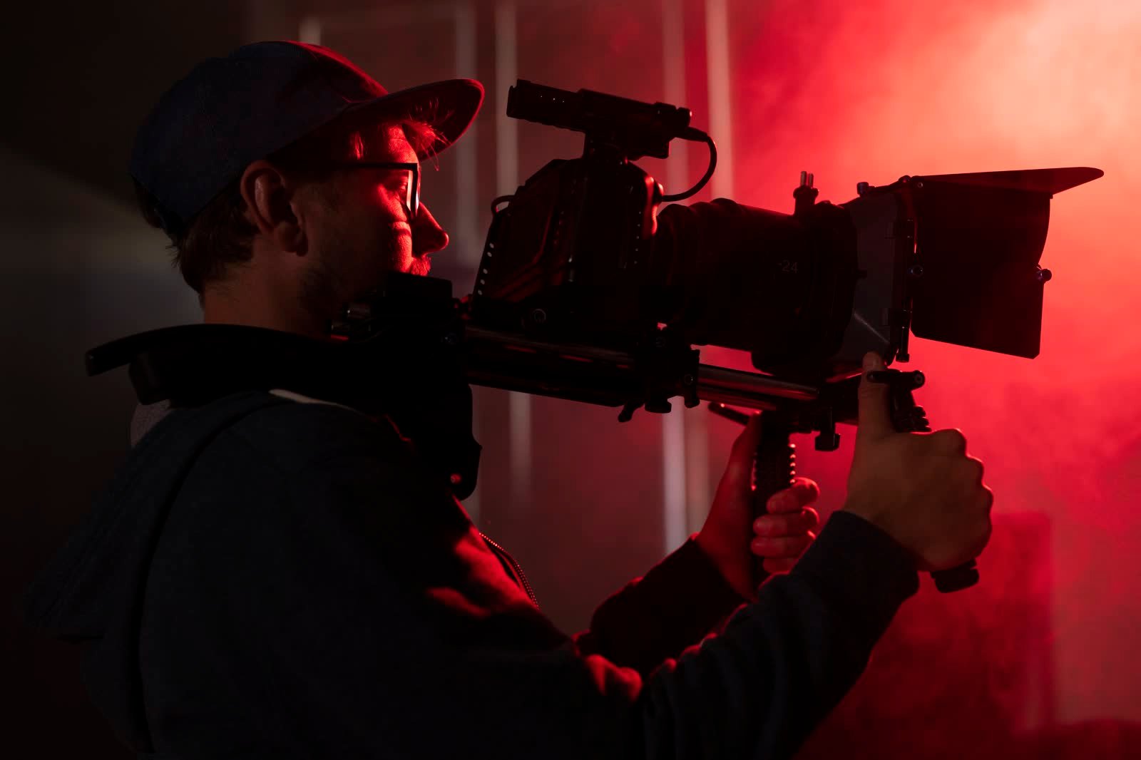 Filming with professional camera